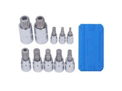 Juego De 10 Vasos De Puntas De Triple Cuadrado Estriado M4-m18 De Acero Cr-v Con Estuche De Almacenamiento