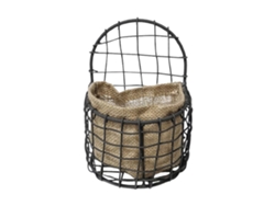 Cesta de pared semicircular, hierro, bolsa de lino, estilo retro, Worten