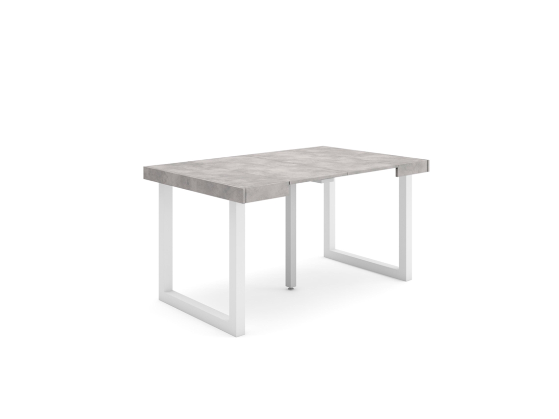 Mesa Consola extensible 140 Para 6 comensales Patas madera maciza Cemento SKRAUT HOME