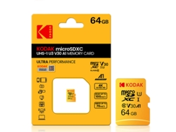 Tarjeta de memoria de alta velocidad Kodak C10 64 GB U3 4K HD para vídeo compatible con teléfonos móviles, tabletas, cámaras y monitores