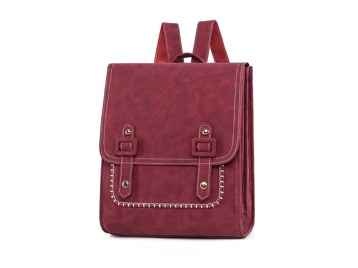 Mochila moderna para mujer en suave piel sintética, ideal para la escuela, viajes y uso diario. Color rojo.