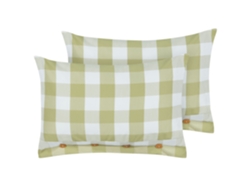 Juego de cojines estilo cottage BELIANI Tamnine de Poliéster Verde 40x60x12