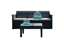 Relaxdays Conjunto De Jardim 4 Peças Em Rattan Sintético Para 5 Pessoas: Sofá 3 Lugares, 2 Poltronas E Mesa