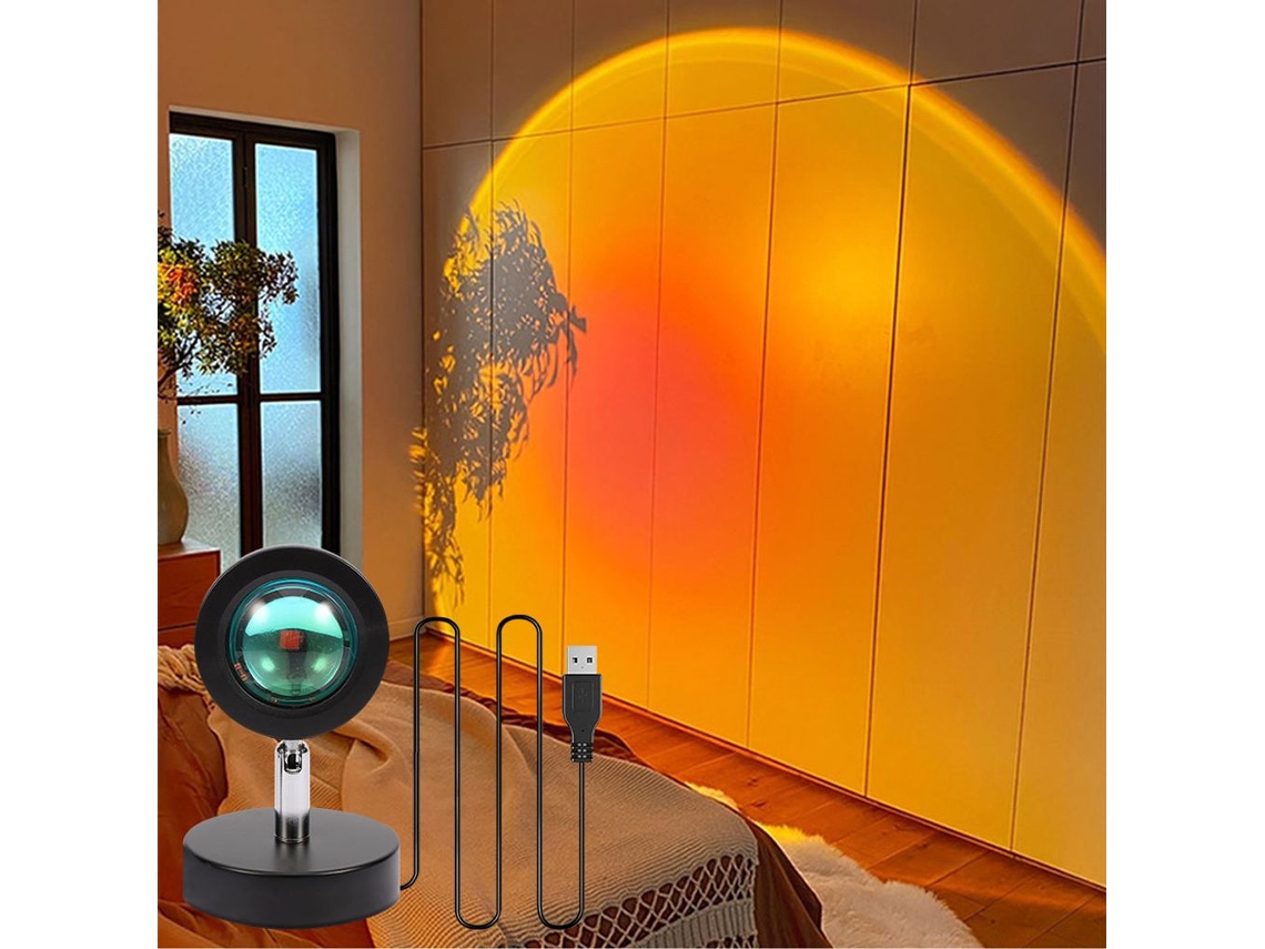 Lámpara de atardecer con proyector LED ambiental USB, luz nocturna para dormitorio, sala de estar, decoración de fiestas