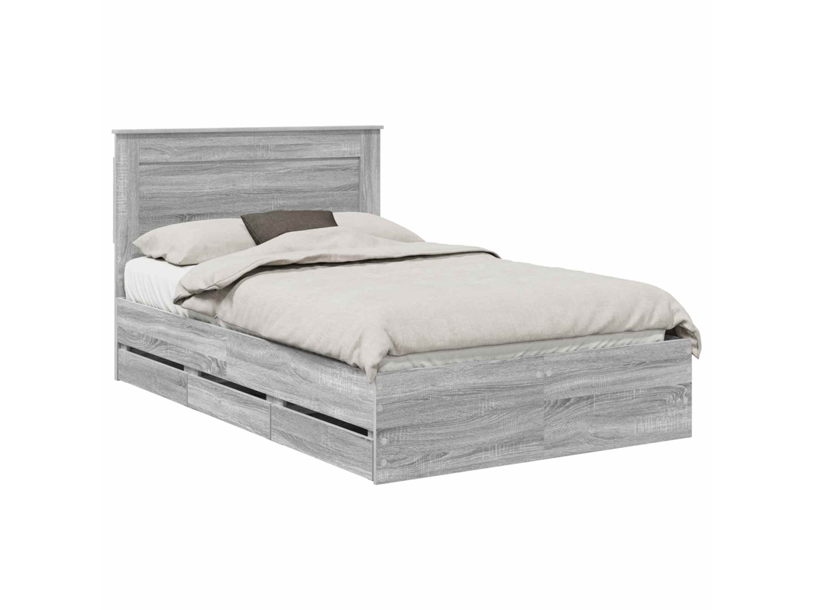 Maison Exclusive - Estructura De Cama Gris Sonoma 120 X 190 Cm Madera Ingenieril