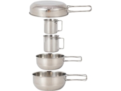 Juego De Utensilios De Cocina De Acero Inoxidable De 5 Piezas Para Acampar, Que Incluye Ollas, Tazas Y Vasos Compactos, Para Senderismo.
