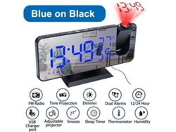 Color B Proyección Despertador Reloj Digital LED Radio Despertador con Proyección en el Techo, Puerto USB, Pantalla S/MARCA