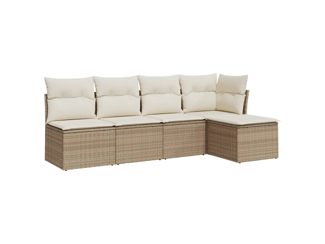 Conjunto de 5 sofás de jardín con cojines de mimbre beige MAISON EXCLUSIVE (5 piezas)