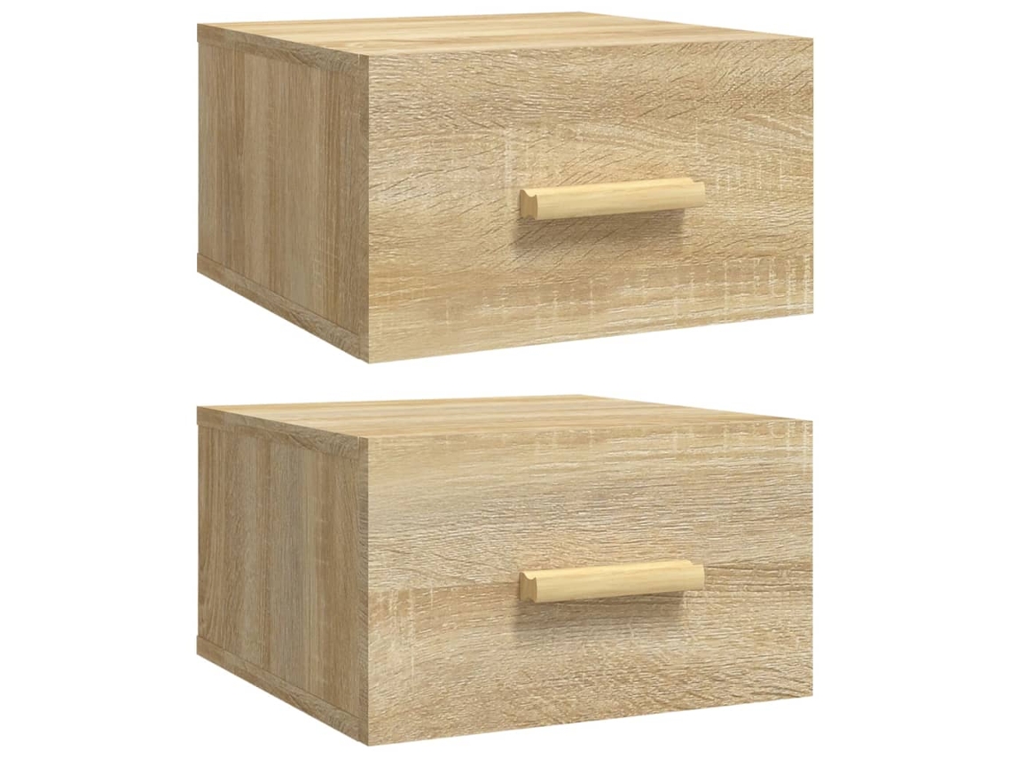 Juego de 2 mesitas de noche de pared MAISON EXCLUSIVE, color roble Sonoma (35 x 35 x 20 cm)