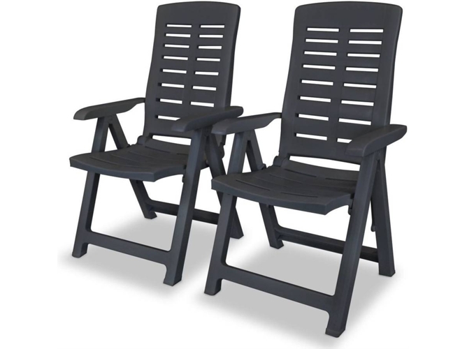 Conjunto 2 Silla Jardin VIDAXL Antracita Plástico