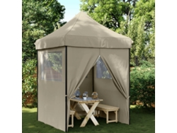 Carpa plegable para fiestas con 4 paredes, color gris-marrón.