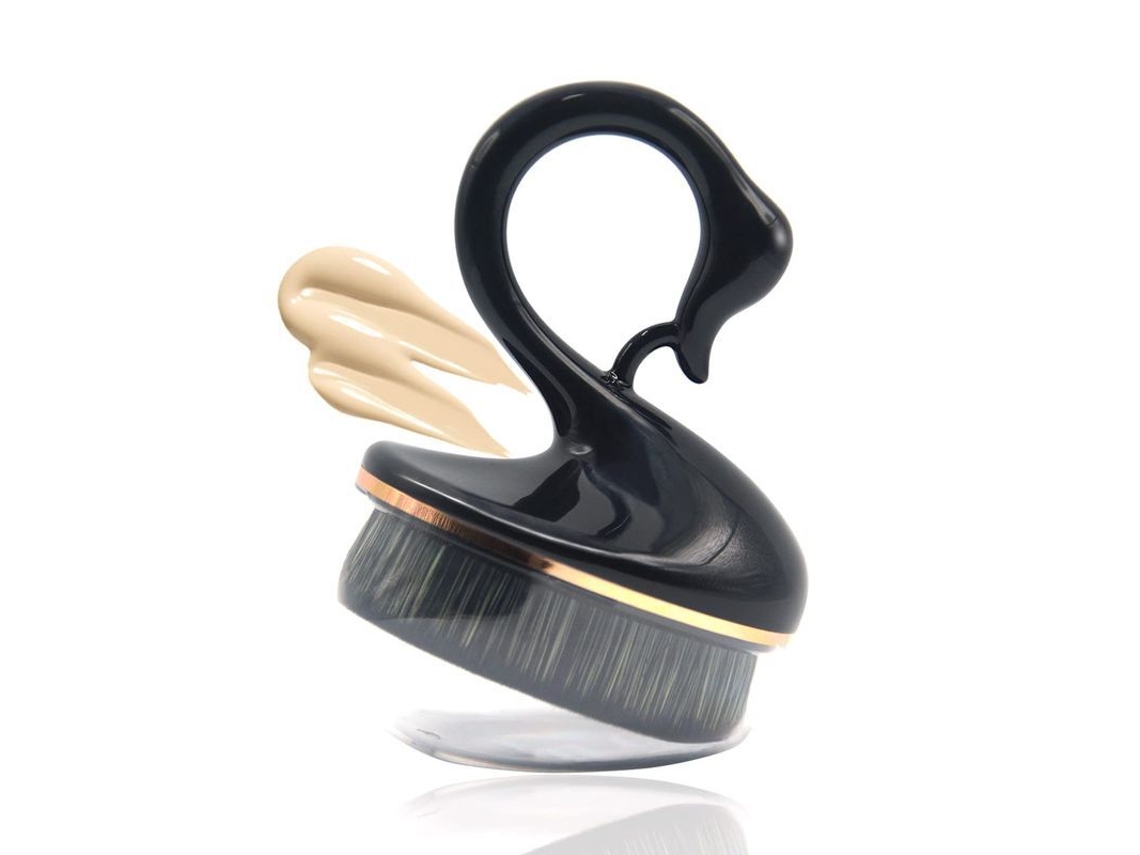 Brocha Para Base De Maquillaje, Brocha De Cisne Con Punta Plana Para Un Maquillaje Perfecto En Crema, Líquido O En Polvo (negra)