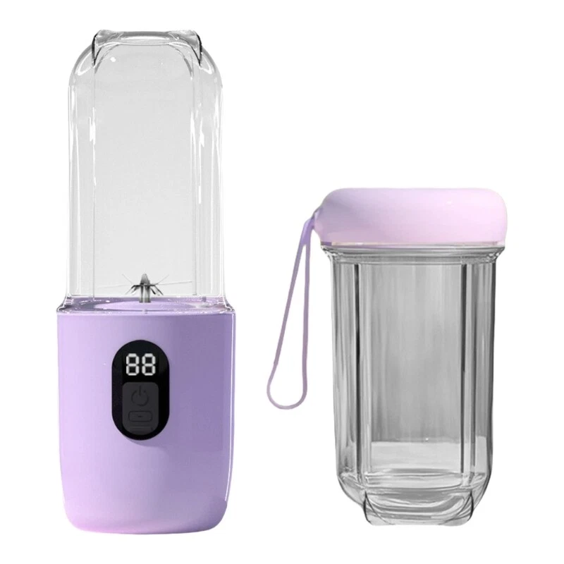 Exprimidor Eifson de 400 ml. Una carga completa permite exprimir de 6 a 8 tazas de jugo. Una taza, dos usos (morado).