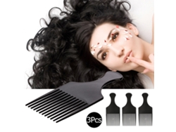 3pcs Peine Afro Peine De Pelo Rizado Herramienta De Estilismo Peluquero Negro Para Hombre Y Mujer