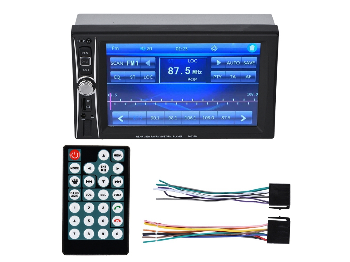 Reproductor para coche con llamadas manos libres y control remoto