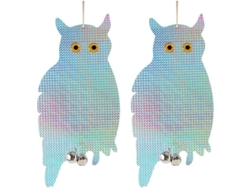 Repelente De Palomas, 2 Unidades Reflectantes De Búhos Falsos Para Ahuyentar A Las Aves, Dispositivo Disuasorio Con Ojos Luminosos Y Campanillas.