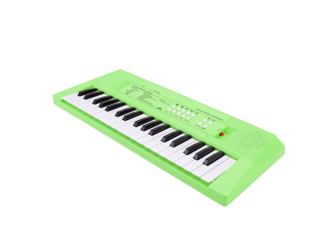 Teclado De Piano Electrónico Para Niños, 37 Teclas, Con Micrófono, Educativo, Color Verde.