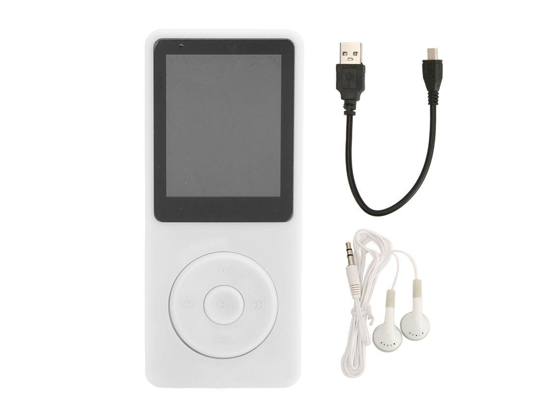 Reproductor Mp3 Portátil Con Pantalla Tft Hd De 1,8 Pulgadas, Micrófono Integrado Y Función Fm - Blanco