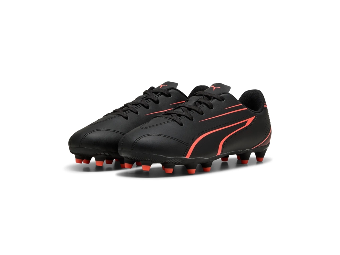 Botas de fútbol Puma Vitória FG/AG para niños, color negro y rojo, para césped sintético