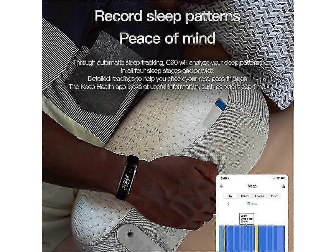 Reloj inteligente C60 de 1,1 pulgadas, resistente al agua, con control de temperatura corporal, pulsera deportiva, rastreador de actividad física, bicicleta eléctrica Ly