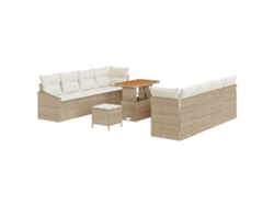 Maison Exclusive - Conjunto de sofás de jardín con cojines, 11 piezas, beige y crema