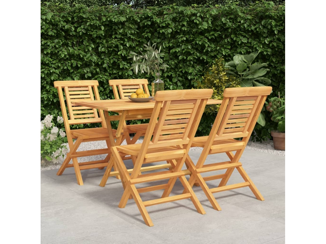 Juego de comedor de jardín de 5 piezas de madera maciza de teca Dkd Home Decor