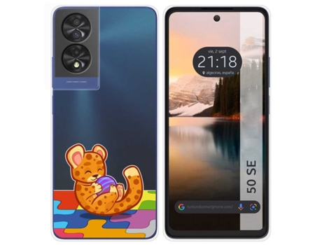 Funda Diseño Leopardo para Tcl 50 Se TUMUNDOSMARTPHONE Multicolor