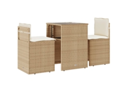 Maison Exclusive - Sillas Y Mesita De Jardín 3 Piezas Ratán Sintético Cojín Beige