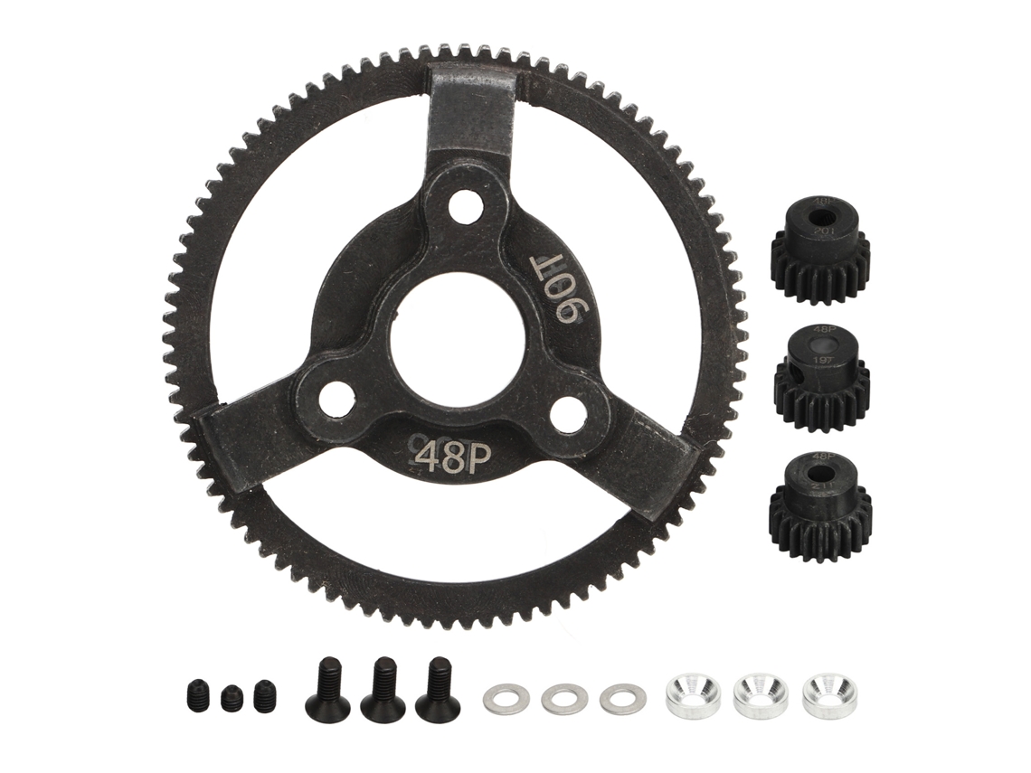 Juego De Engranajes De Acero 48p 90t Con Piñones 19t 20t 21t Para Coche Rc Traxxas Slash 2wd 1/10