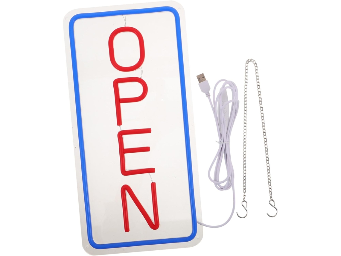Letrero de neón vertical con LED USB, abierto, acrílico transparente para decoración de paredes de tiendas.