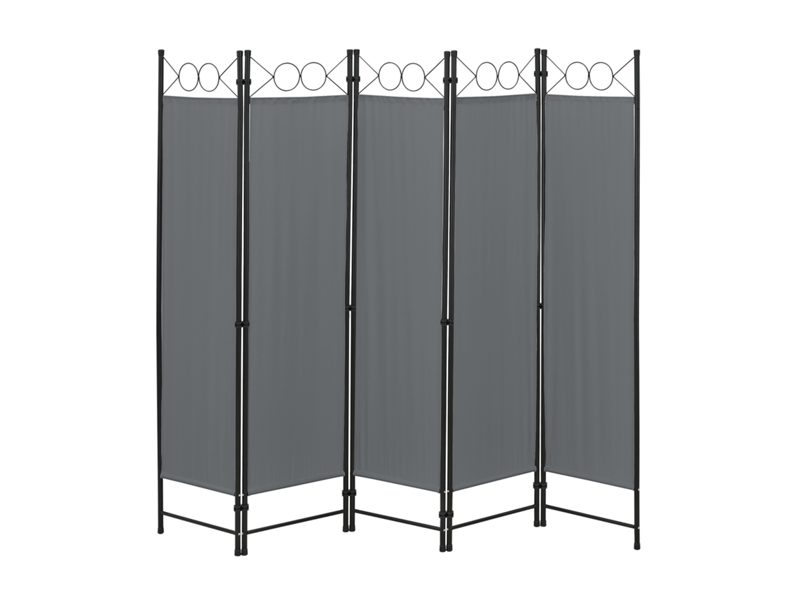 Biombo Separador de 5 Paneles Saragossa 171 x 200 cm Gris oscuro [EN.CASA]