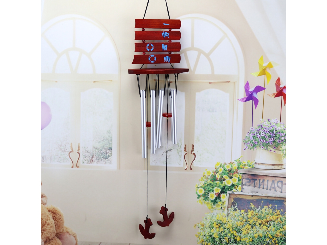 Campana De Viento De Madera Con Múltiples Tubos De Aluminio, Regalo Decorativo Para El Hogar, La Cabaña O El Barco.