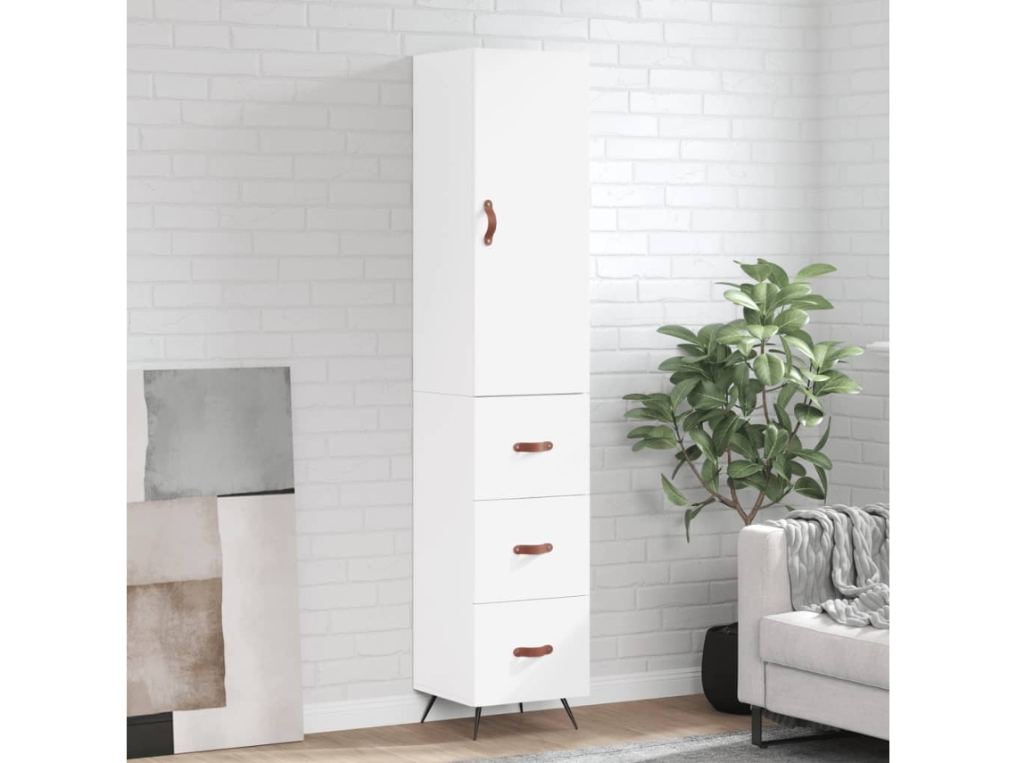 Aparador Alto Madera Contrachapada Blanco 34,5x34x180 Cm
