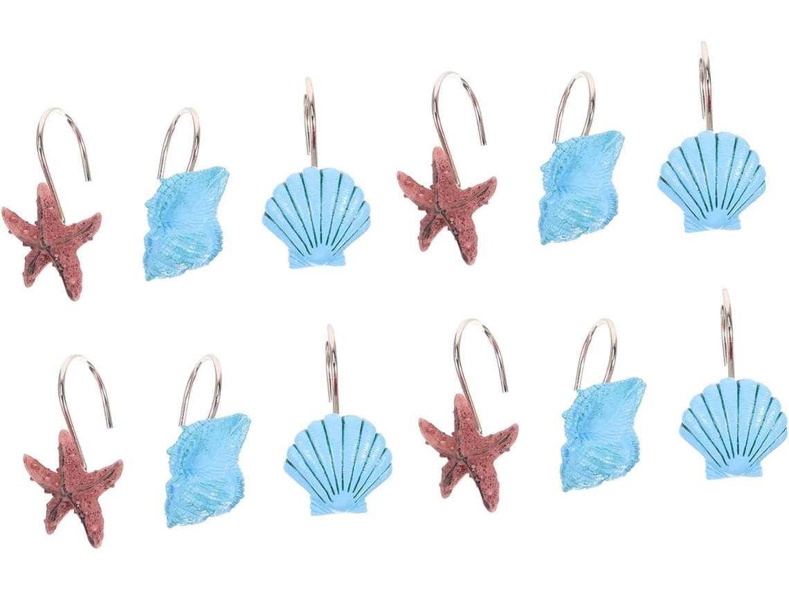 Juego de 12 ganchos decorativos para cortina de ducha de resina CHABERLU