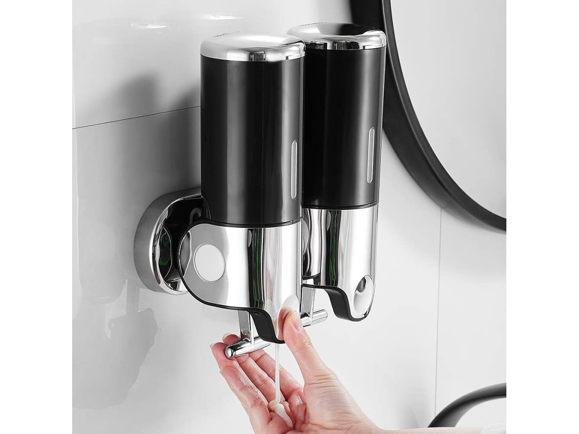 3 dispensador de jabón para gel de ducha champú acondicionador montaje en  pared negro mate