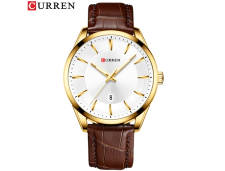Relojes para Hombres, Reloj con Correa de Cuero para Hombres Relojes de Pulsera de Cuarzo Impermeables para Hombres-Concha Dorada Blanca LUUCOZK