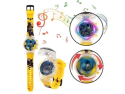 Relógio De Personagem Infantil Piscando Brilho Relógios Musicais Digitais Spinning Top Flip Cover Relógio De Pulso