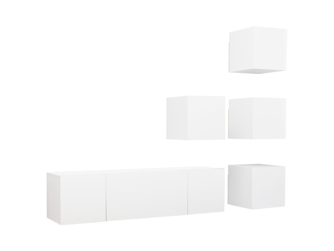 Conjunto de muebles para TV de 6 piezas de madera contrachapada blanca MAISON EXCLUSIVE