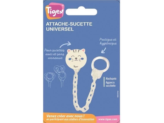 Tigex – Cinta atachupete soft touch gato blanco portachupetes chainette universal cat