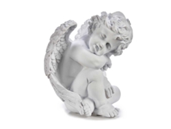 Figura de poliresina que representa un ángel dormido.