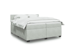 Cama Box Spring Con Colchón Terciopelo Gris Claro 200x200 Cm