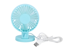 Ventilador de escritorio USB portátil ultrasilencioso, azul, ajustable a 45°.