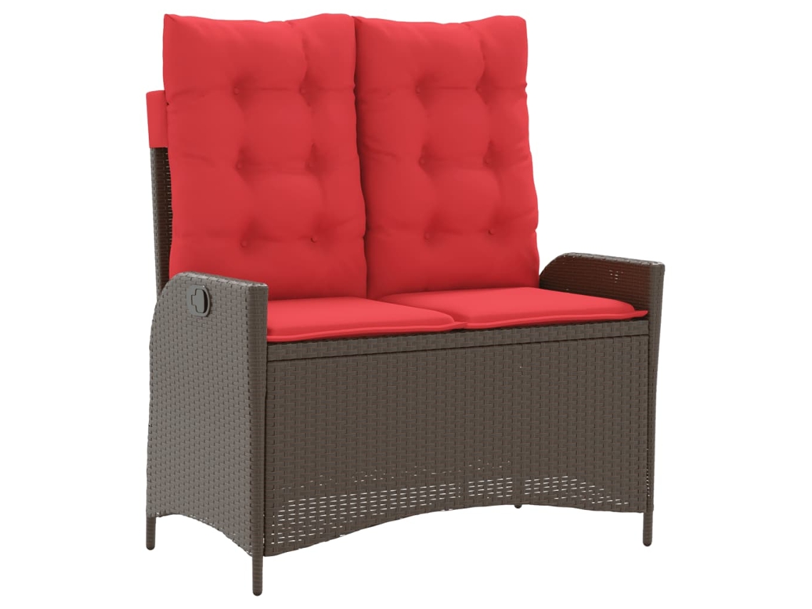Maison Exclusive - Banco de jardín reclinable con cojines y patas de mimbre marrón