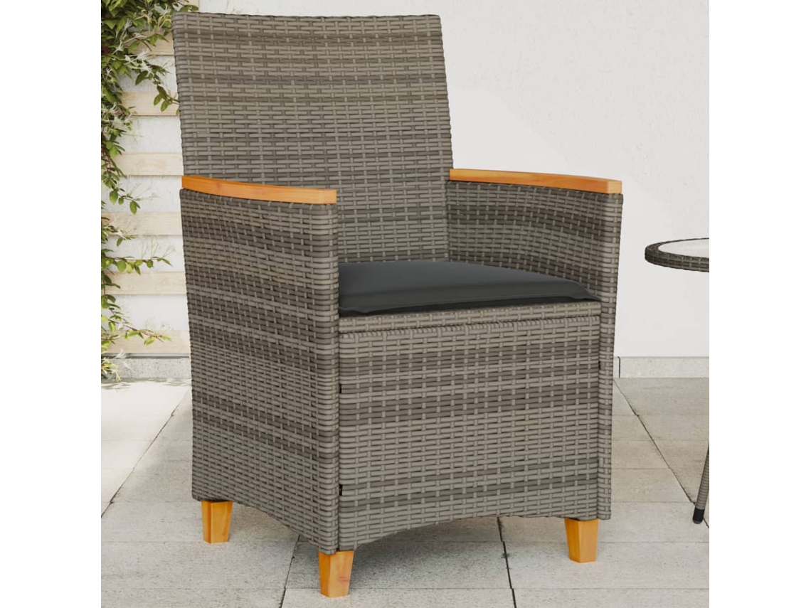 Sillas de jardín DKD Home Decor de 2 piezas con cojines, mimbre gris/madera