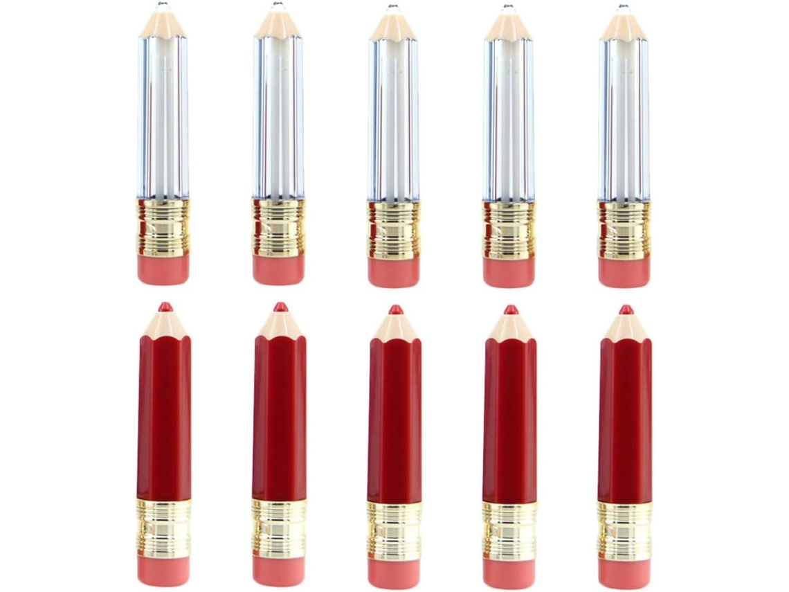 Lot De 10 Tubes A Lèvres Crayons Vides Diy Mini Porte-gloss Recargables 27 Transparent 28 Rouge
