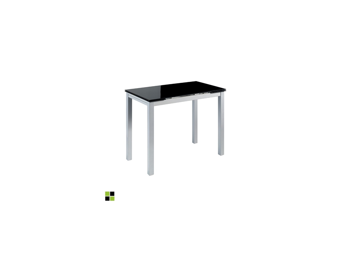 Mesa Cocina Extensible Vidrio Calcuta MOMMA HOME (Negro - Vidrio templado -100/140x60x76 cm)