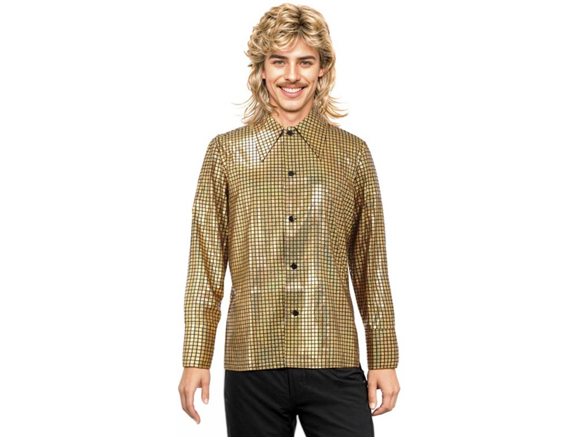 Camisa Disco Bling dorada para hombre
