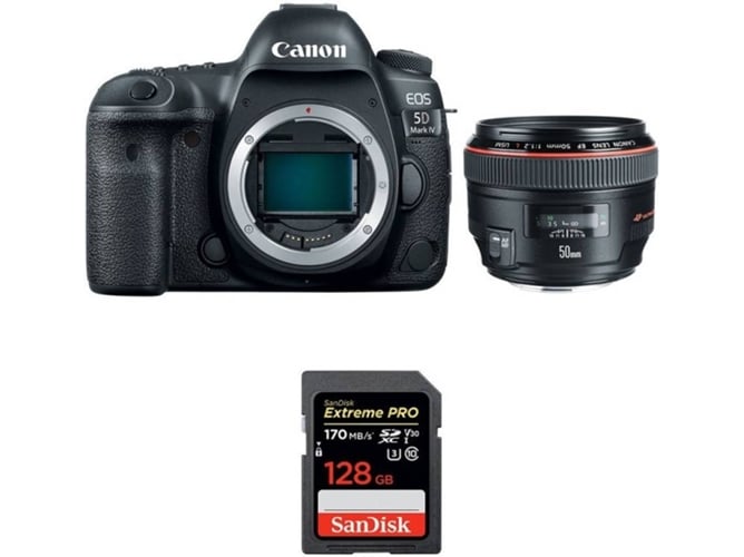 Kit Cámara Reflex CANON EOS 5D Mark IV + EF 50mm f/1.2L USM + SanDisk 128 GB (Full-Frame)