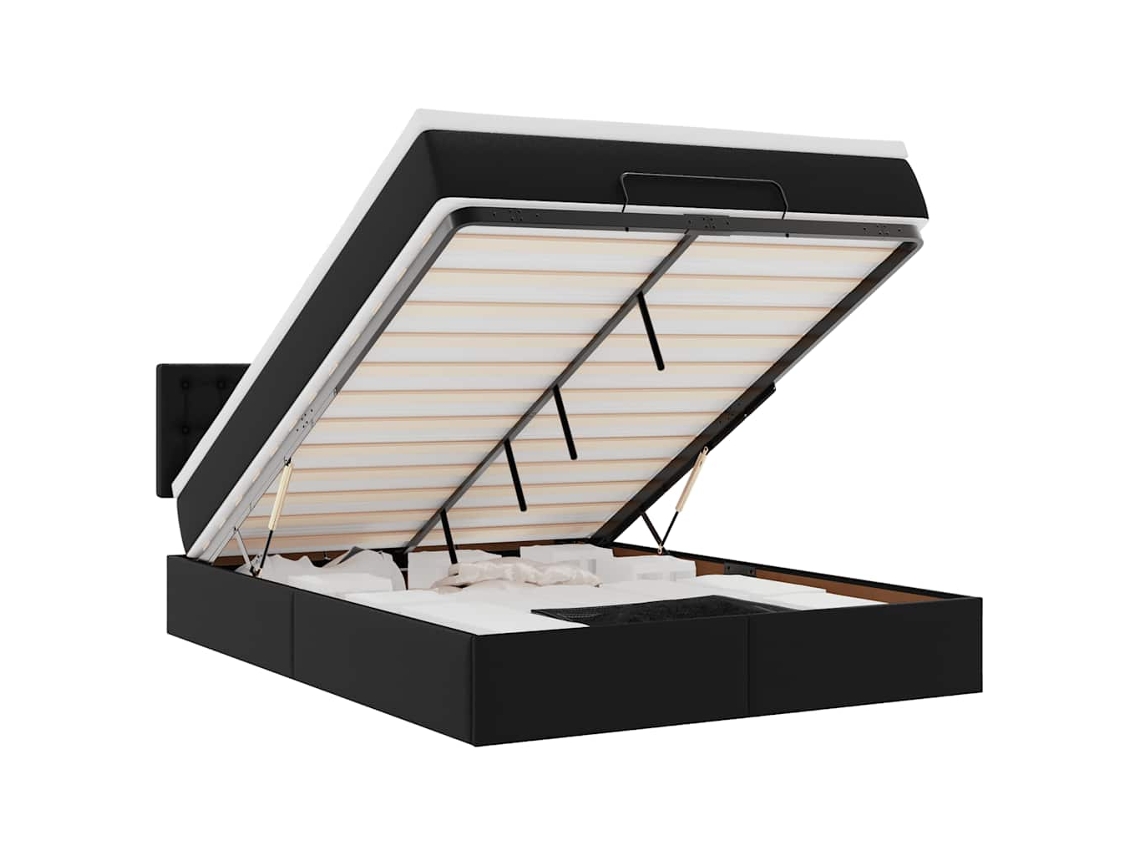 Maison Exclusive - Estructura Cama Otomana Colchón Cuero Sintético Negro 140x190cm