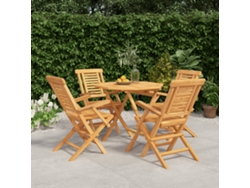 Juego de comedor de jardín de 5 piezas en madera maciza de teca DKD Home Decor